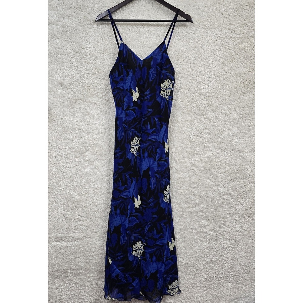 Tulips Womens Floral Slip Dress Blue‎ Black Size Medium Y2K Romantic Fairycore